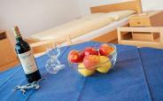 Dining table with fruit bowl