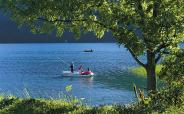 Fishing expedition by boat on Lake Haidersee