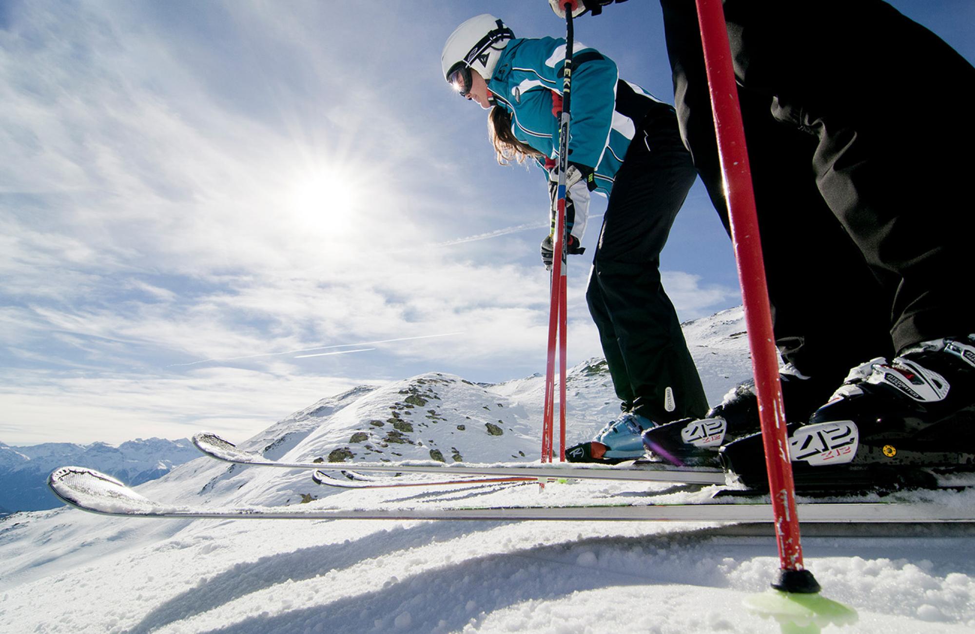 Skiing in the Haideralm ski area in Obervinschgau